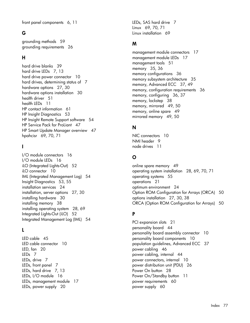 HP ProLiant SL4545 G7 Server User Manual | Page 77 / 78