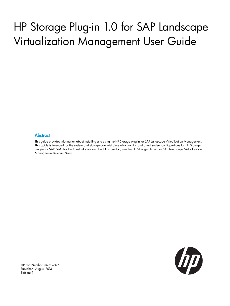 HP Plug-in for SAP NetWeaver Landscape Virtualization Management for Storage User Manual | 20 pages