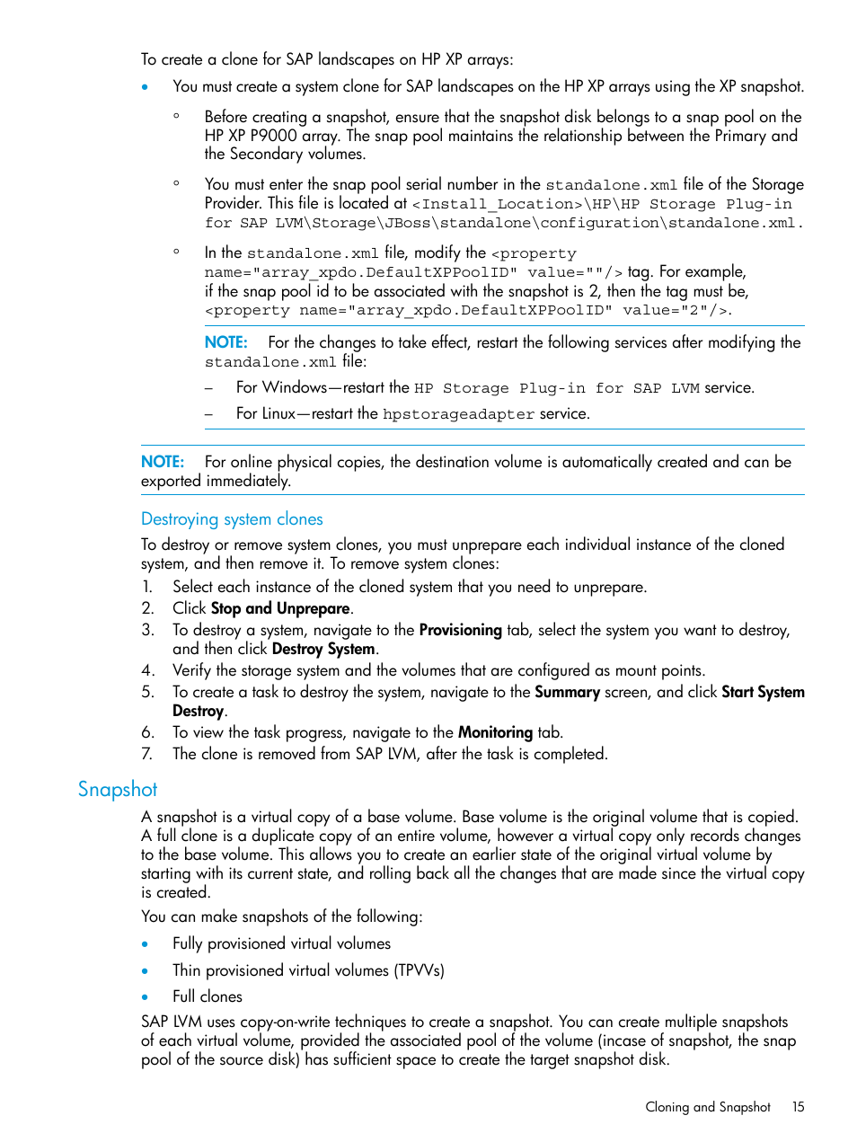 Snapshot | HP Plug-in for SAP NetWeaver Landscape Virtualization Management for Storage User Manual | Page 15 / 20