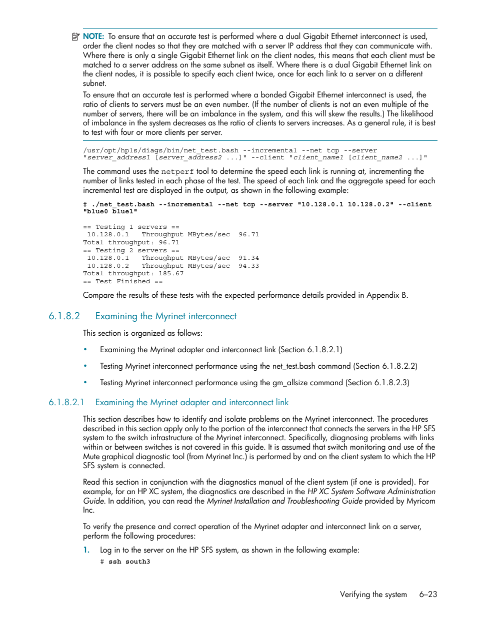 2 examining the myrinet interconnect, Examining the myrinet interconnect -23, D in section 6.1.8.2 | HP StorageWorks Scalable File Share User Manual | Page 153 / 362