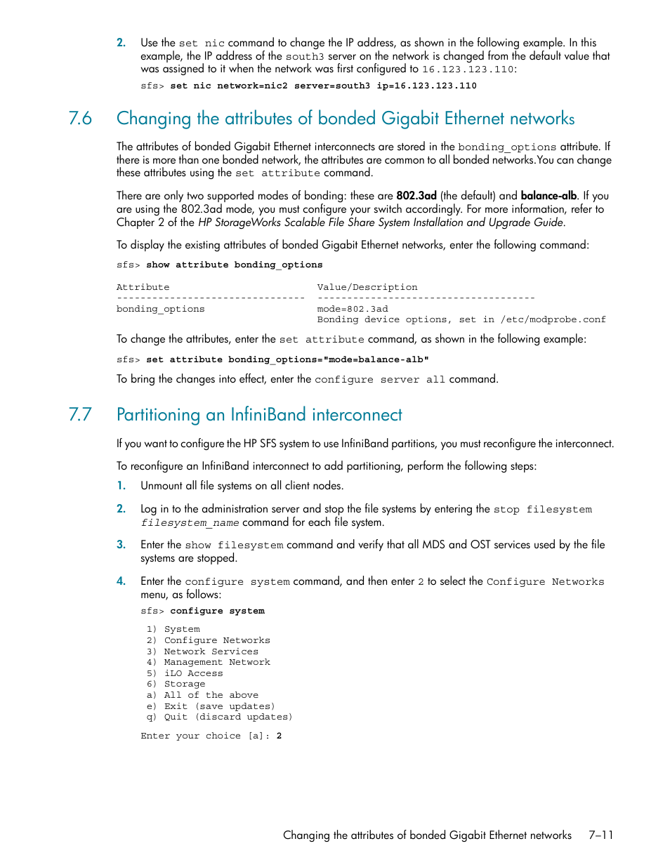 7 partitioning an infiniband interconnect, 7 partitioning an infiniband interconnect -11, Ee section 7.7 | HP StorageWorks Scalable File Share User Manual | Page 193 / 362