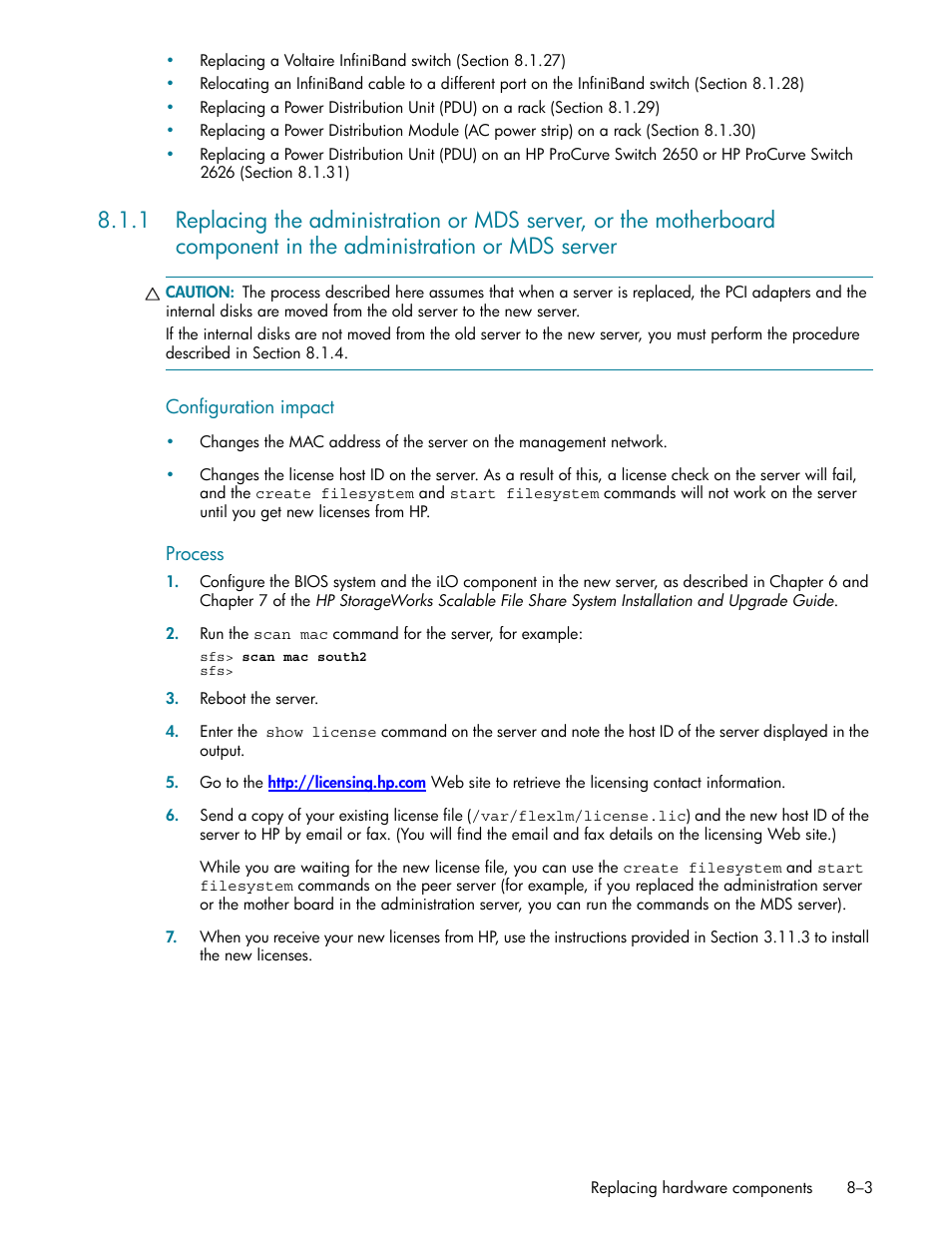 Mds server -3, Mds server (section 8.1.1) | HP StorageWorks Scalable File Share User Manual | Page 201 / 362