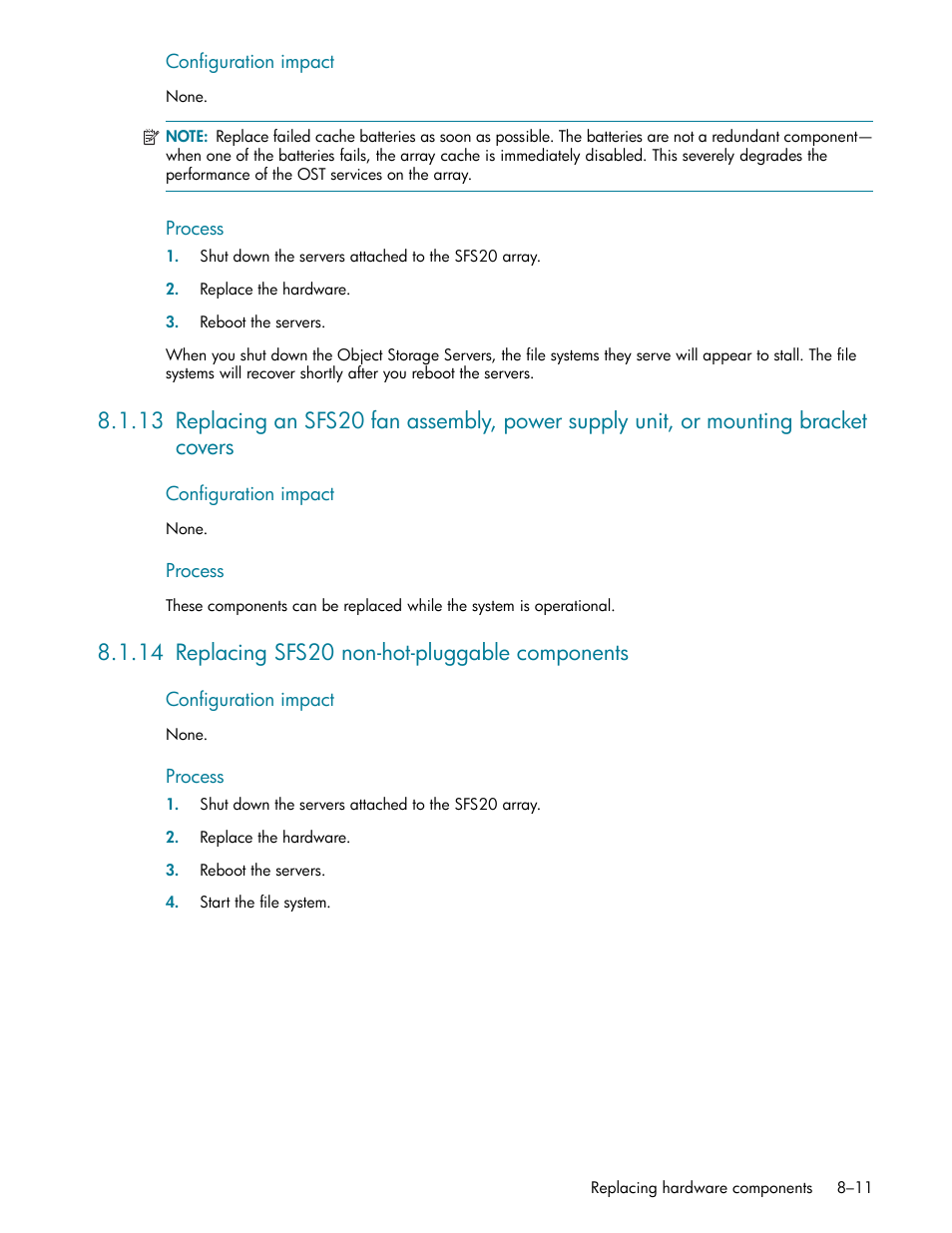 14 replacing sfs20 non-hot-pluggable components | HP StorageWorks Scalable File Share User Manual | Page 209 / 362