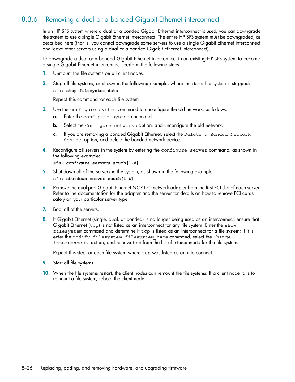 Ee section 8.3.6 | HP StorageWorks Scalable File Share User Manual | Page 224 / 362