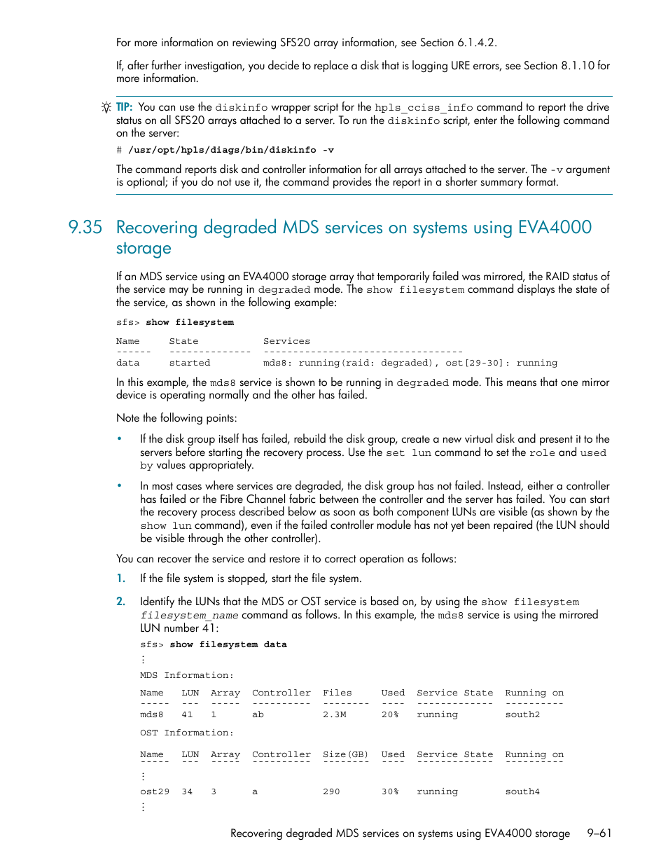 Or section 9.35 | HP StorageWorks Scalable File Share User Manual | Page 285 / 362