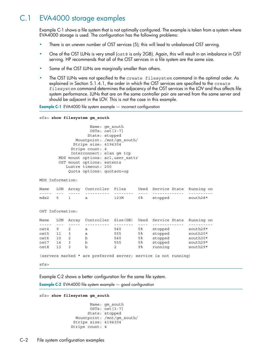 C.1 eva4000 storage examples | HP StorageWorks Scalable File Share User Manual | Page 344 / 362