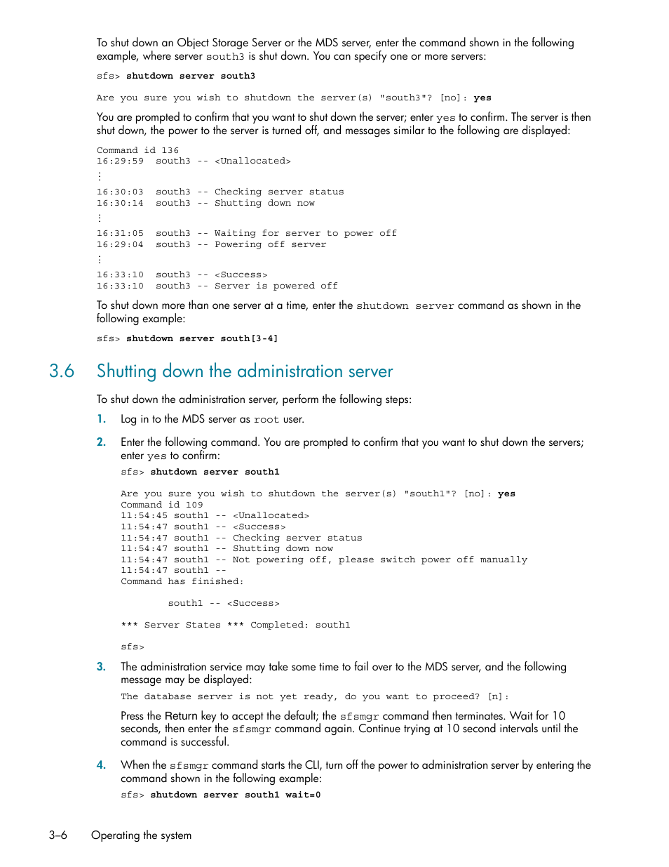 6 shutting down the administration server, 6 shutting down the administration server -6 | HP StorageWorks Scalable File Share User Manual | Page 38 / 362