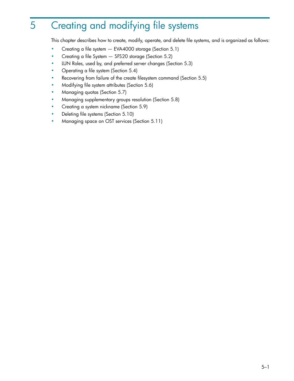 Creating and modifying file systems, Chapter 5, 5creating and modifying file systems | HP StorageWorks Scalable File Share User Manual | Page 85 / 362