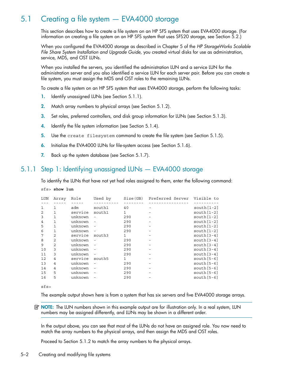 1 creating a file system - eva4000 storage, 1 creating a file system — eva4000 storage -2 | HP StorageWorks Scalable File Share User Manual | Page 86 / 362