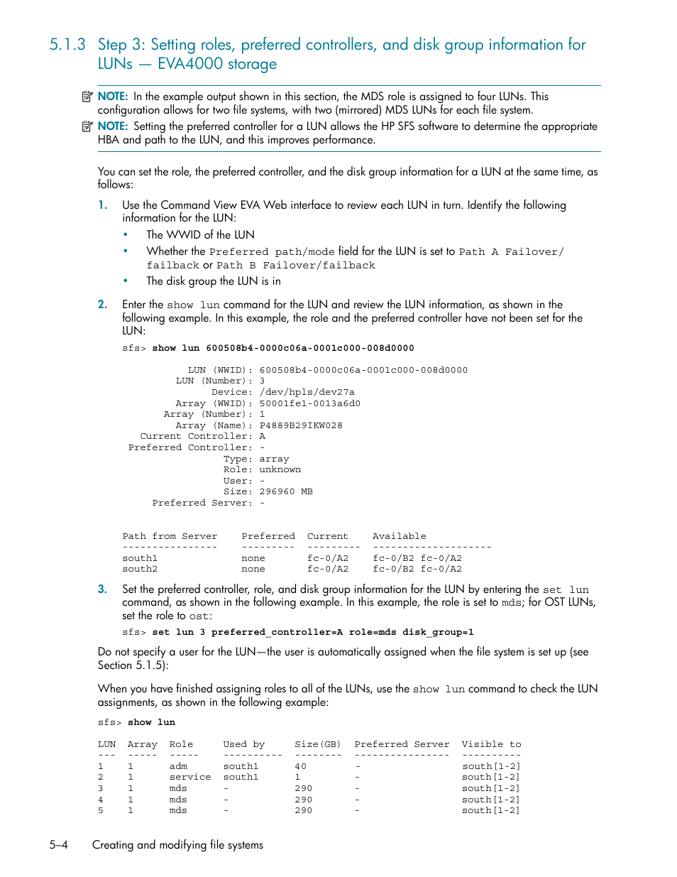 Storage -4, Ee section 5.1.3 | HP StorageWorks Scalable File Share User Manual | Page 88 / 362