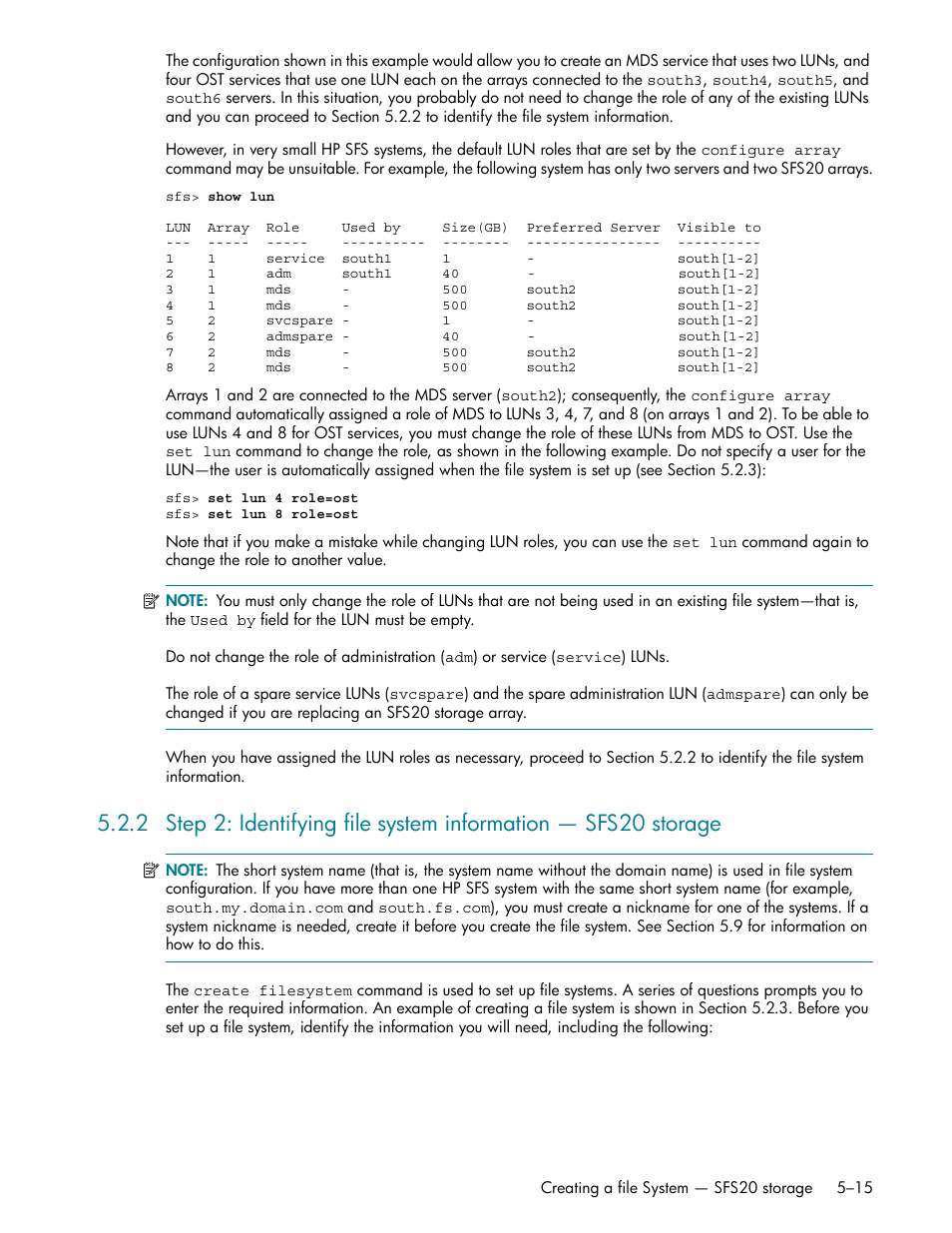 Section 5.2.2 | HP StorageWorks Scalable File Share User Manual | Page 99 / 362