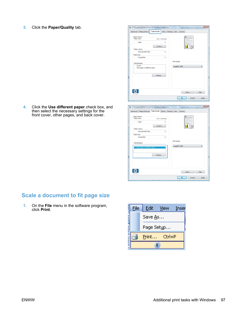 Scale a document to fit page size | HP LaserJet Pro 100 color MFP M175nw User Manual | Page 111 / 220