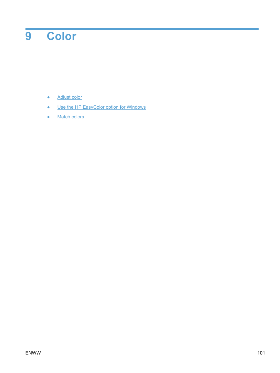 Color, 9 color, 9color | HP LaserJet Pro 100 color MFP M175nw User Manual | Page 115 / 220