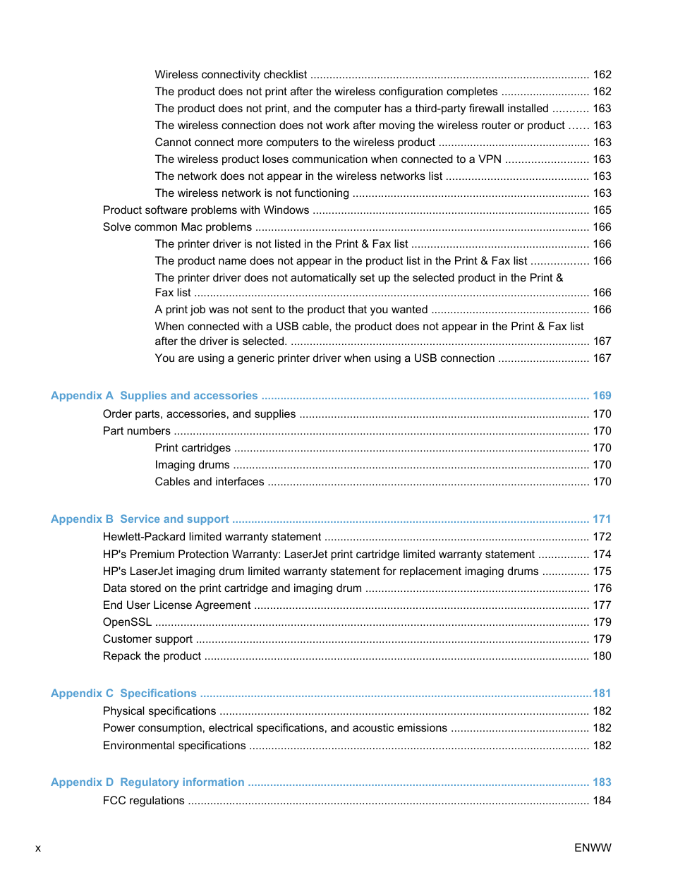 HP LaserJet Pro 100 color MFP M175nw User Manual | Page 12 / 220