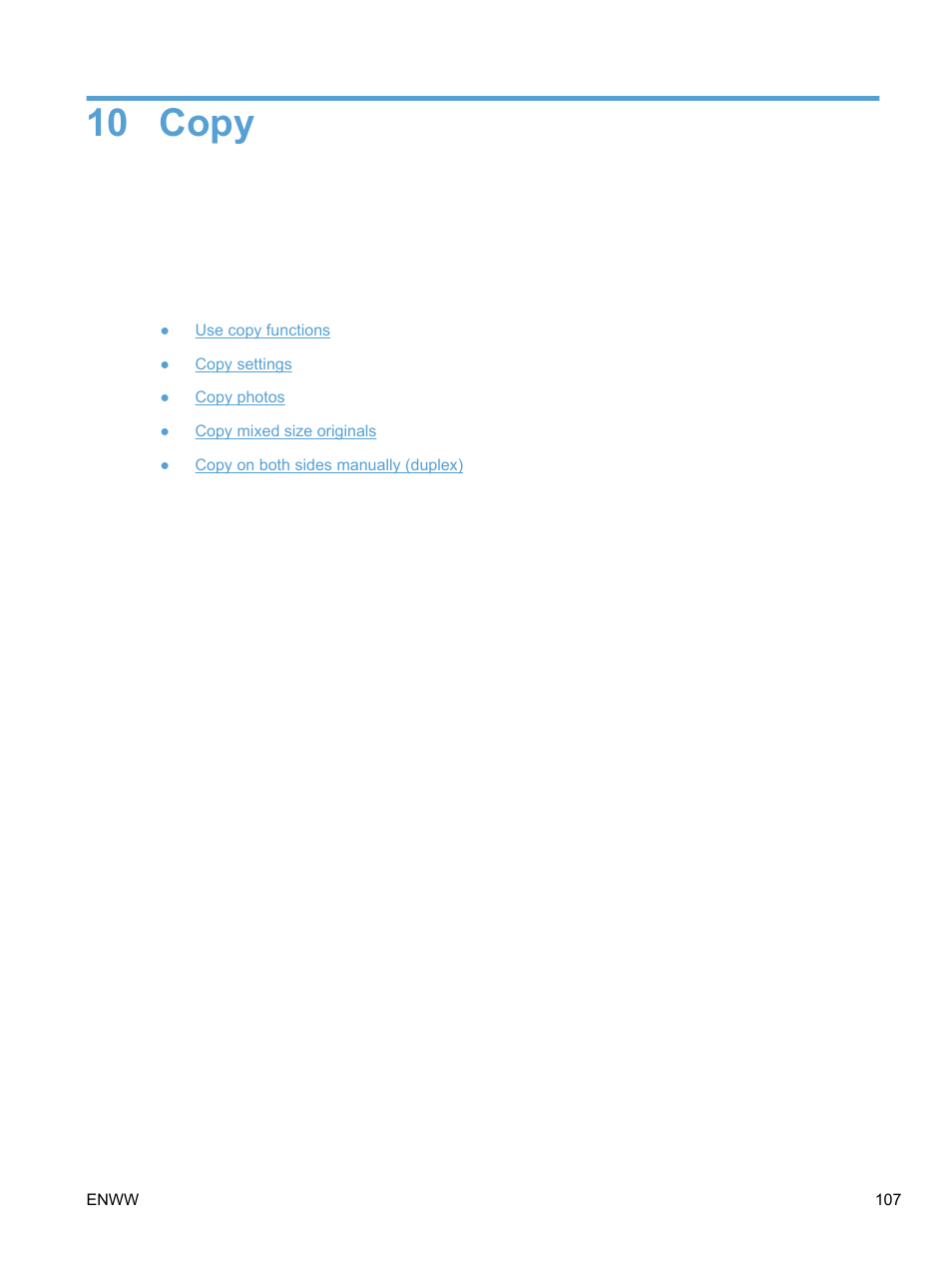 Copy, 10 copy | HP LaserJet Pro 100 color MFP M175nw User Manual | Page 121 / 220
