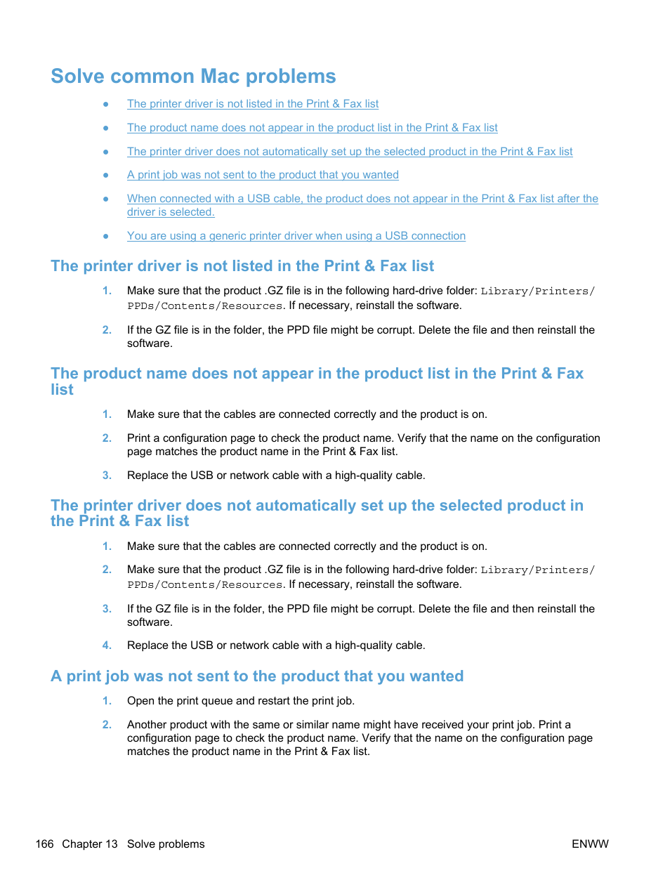 Solve common mac problems | HP LaserJet Pro 100 color MFP M175nw User Manual | Page 180 / 220