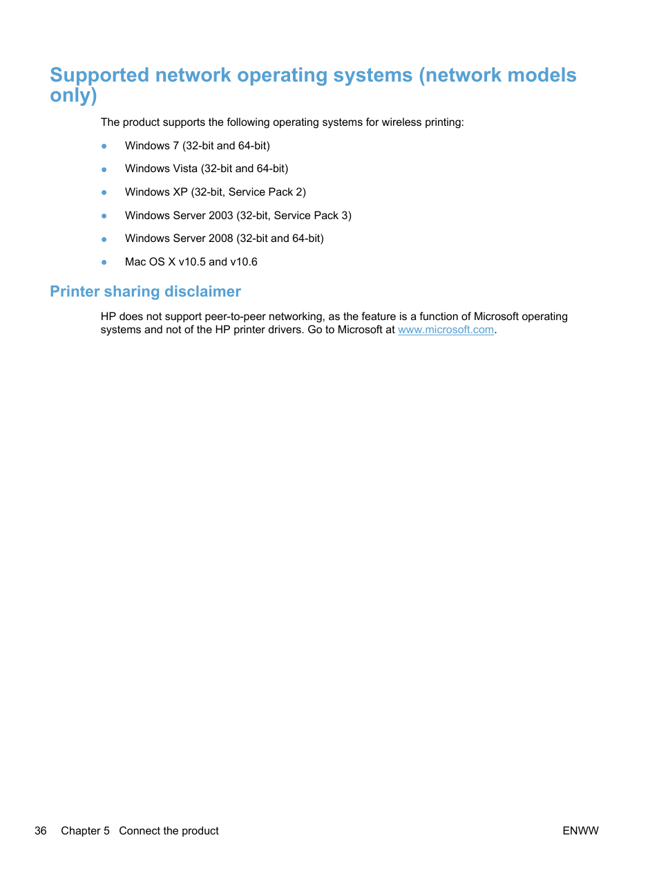 Printer sharing disclaimer | HP LaserJet Pro 100 color MFP M175nw User Manual | Page 50 / 220