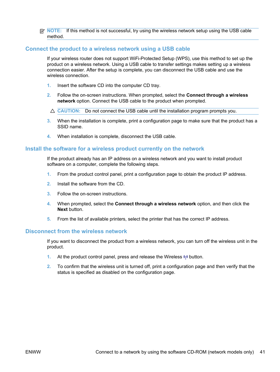 Disconnect from the wireless network | HP LaserJet Pro 100 color MFP M175nw User Manual | Page 55 / 220