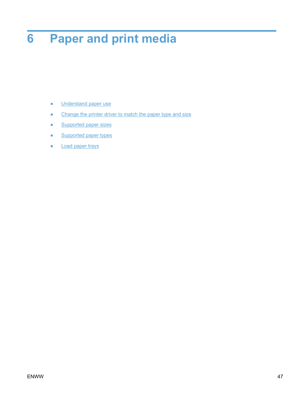 Paper and print media, 6 paper and print media, 6paper and print media | HP LaserJet Pro 100 color MFP M175nw User Manual | Page 61 / 220