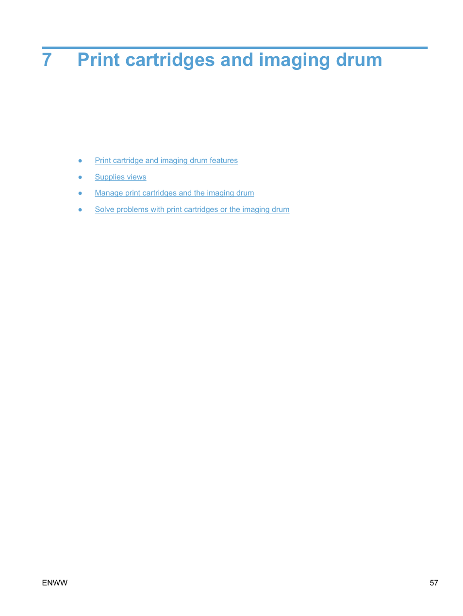 Print cartridges and imaging drum, 7 print cartridges and imaging drum, 7print cartridges and imaging drum | HP LaserJet Pro 100 color MFP M175nw User Manual | Page 71 / 220