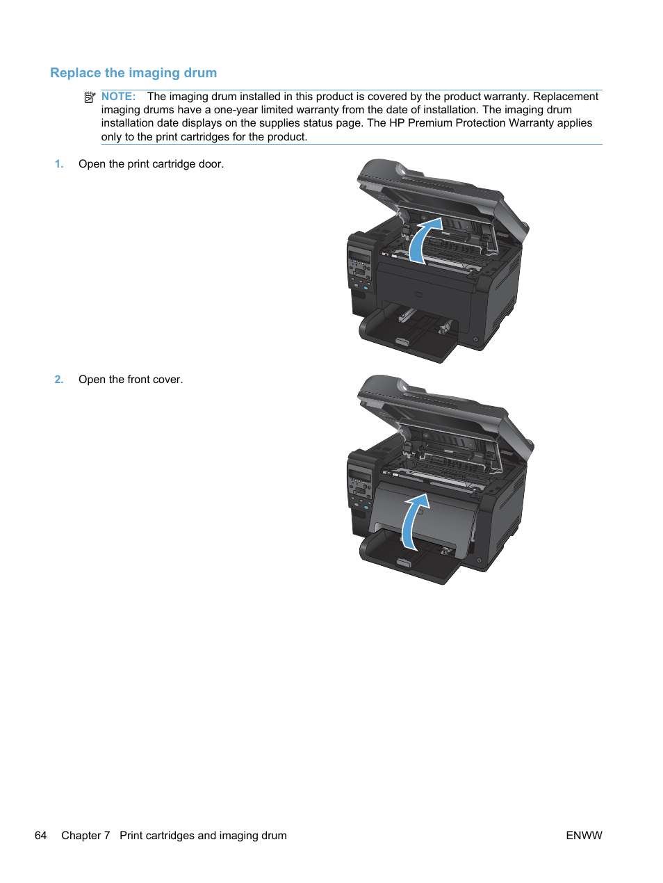 Replace the imaging drum | HP LaserJet Pro 100 color MFP M175nw User Manual | Page 78 / 220