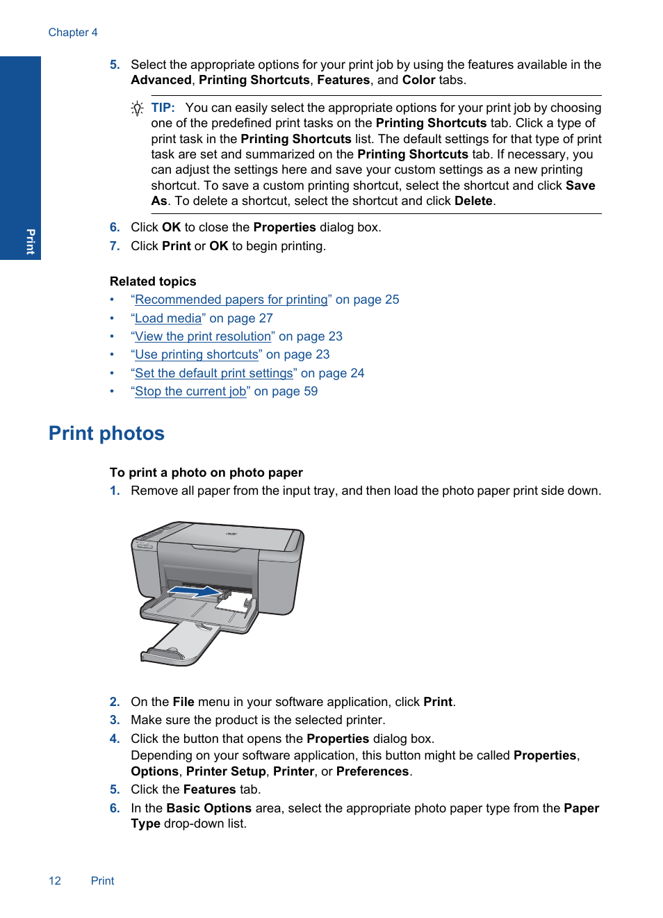 Print photos | HP Deskjet F4580 All-in-One Printer User Manual | Page 15 / 77