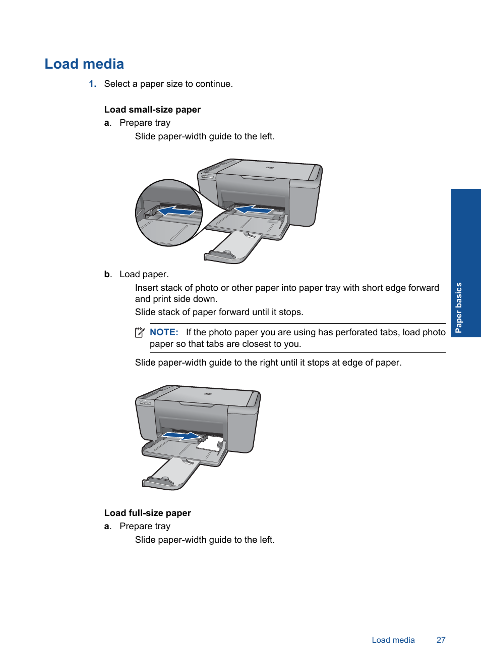 Load media | HP Deskjet F4580 All-in-One Printer User Manual | Page 30 / 77