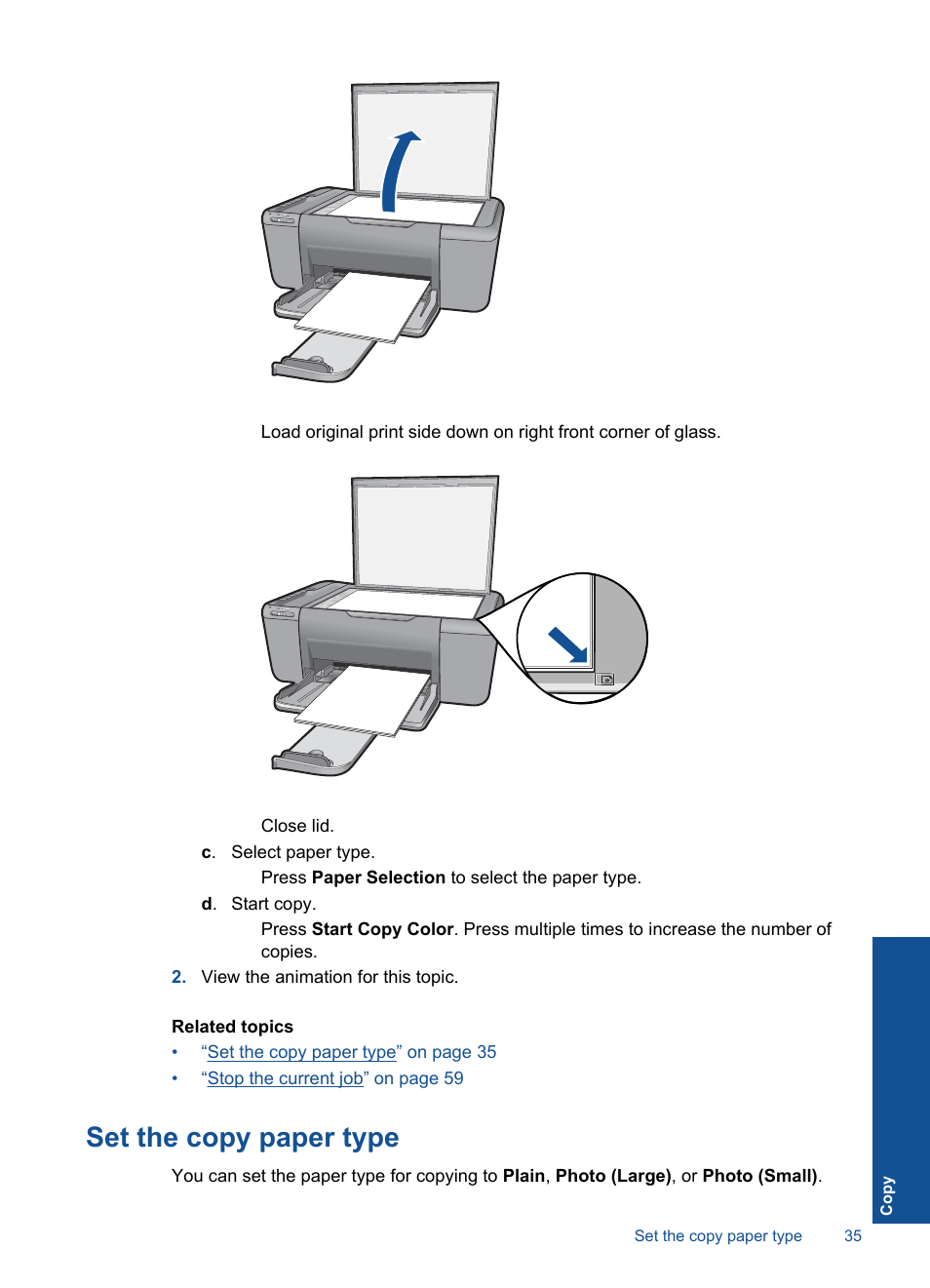Set the copy paper type | HP Deskjet F4580 All-in-One Printer User Manual | Page 38 / 77