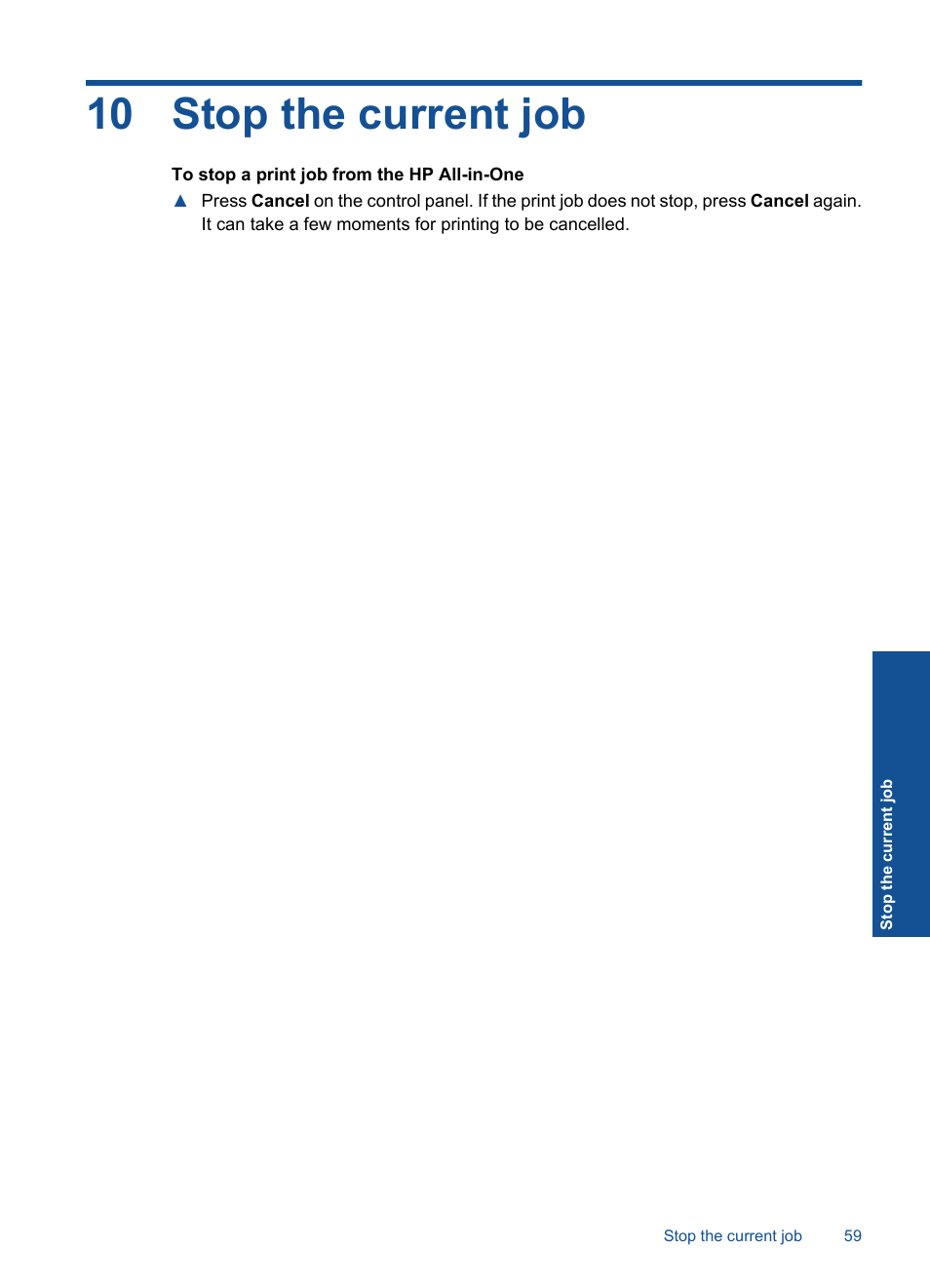10 stop the current job | HP Deskjet F4580 All-in-One Printer User Manual | Page 62 / 77