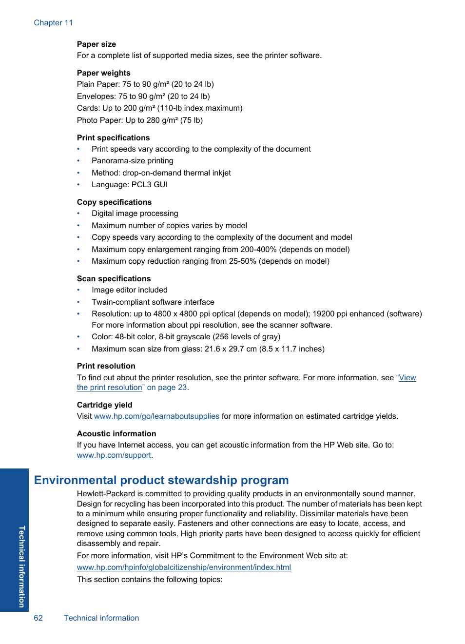 Environmental product stewardship program | HP Deskjet F4580 All-in-One Printer User Manual | Page 65 / 77