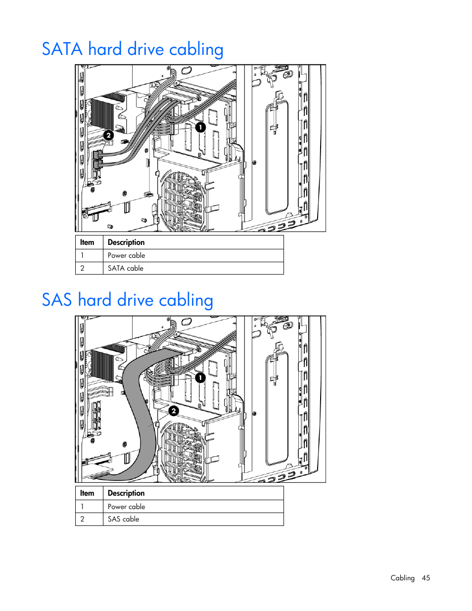 Sata hard drive cabling, Sas hard drive cabling, Ntroller | Sas hard drive, Cabling | HP ProLiant ML310 G5 Server User Manual | Page 45 / 99