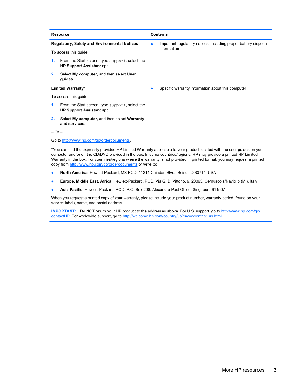More hp resources 3 | HP Pavilion 11-h010nr x2 PC User Manual | Page 13 / 85