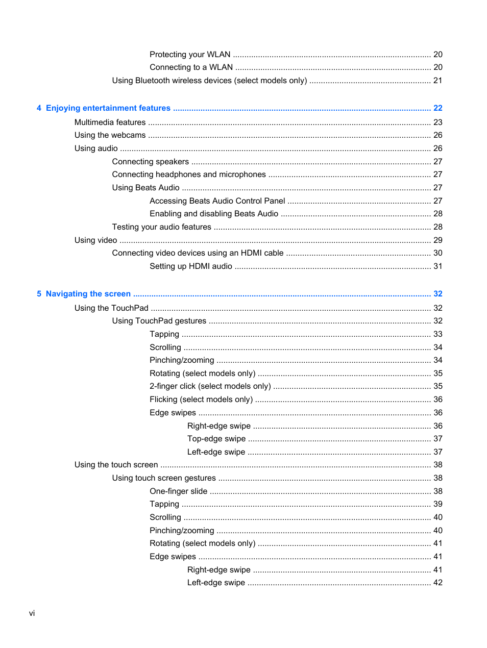 HP Pavilion 11-h010nr x2 PC User Manual | Page 6 / 85