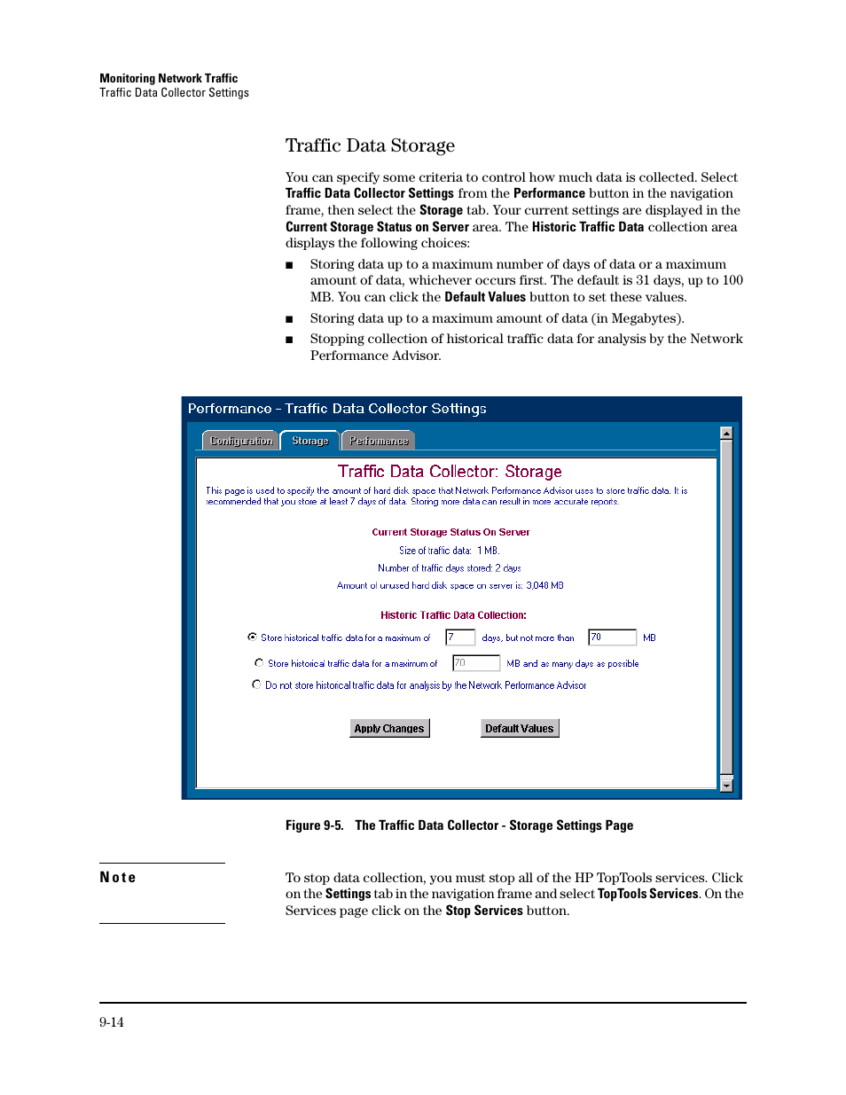 Traffic data storage, Traffic data storage -14 | HP TopTools for Hubs and Switches User Manual | Page 102 / 234