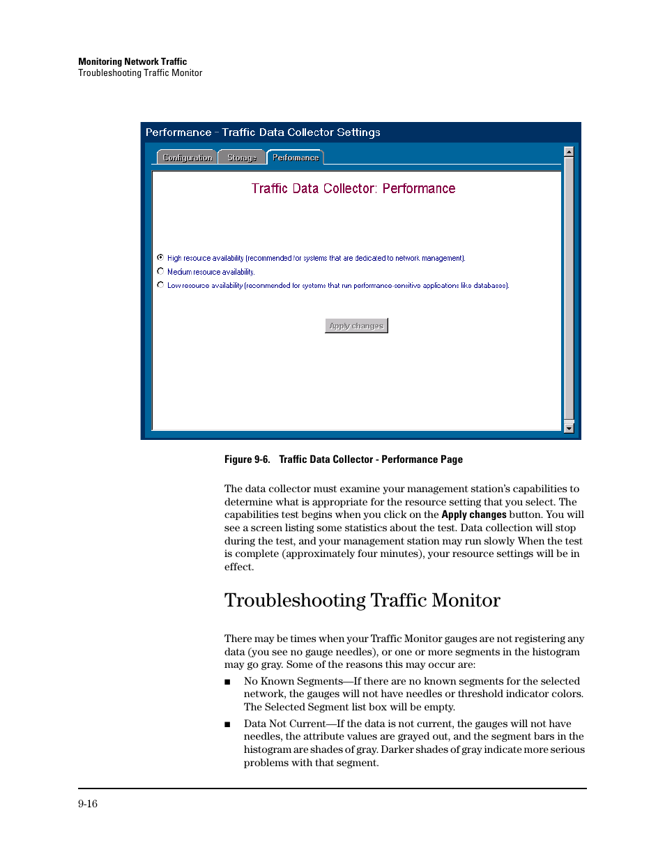 Troubleshooting traffic monitor | HP TopTools for Hubs and Switches User Manual | Page 104 / 234