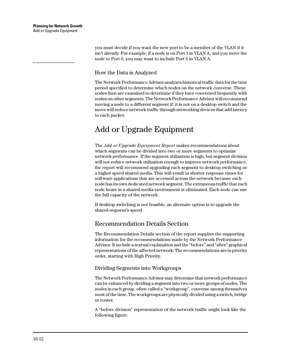 Add or upgrade equipment, Recommendation details section, Recommendation details section -12 | HP TopTools for Hubs and Switches User Manual | Page 118 / 234