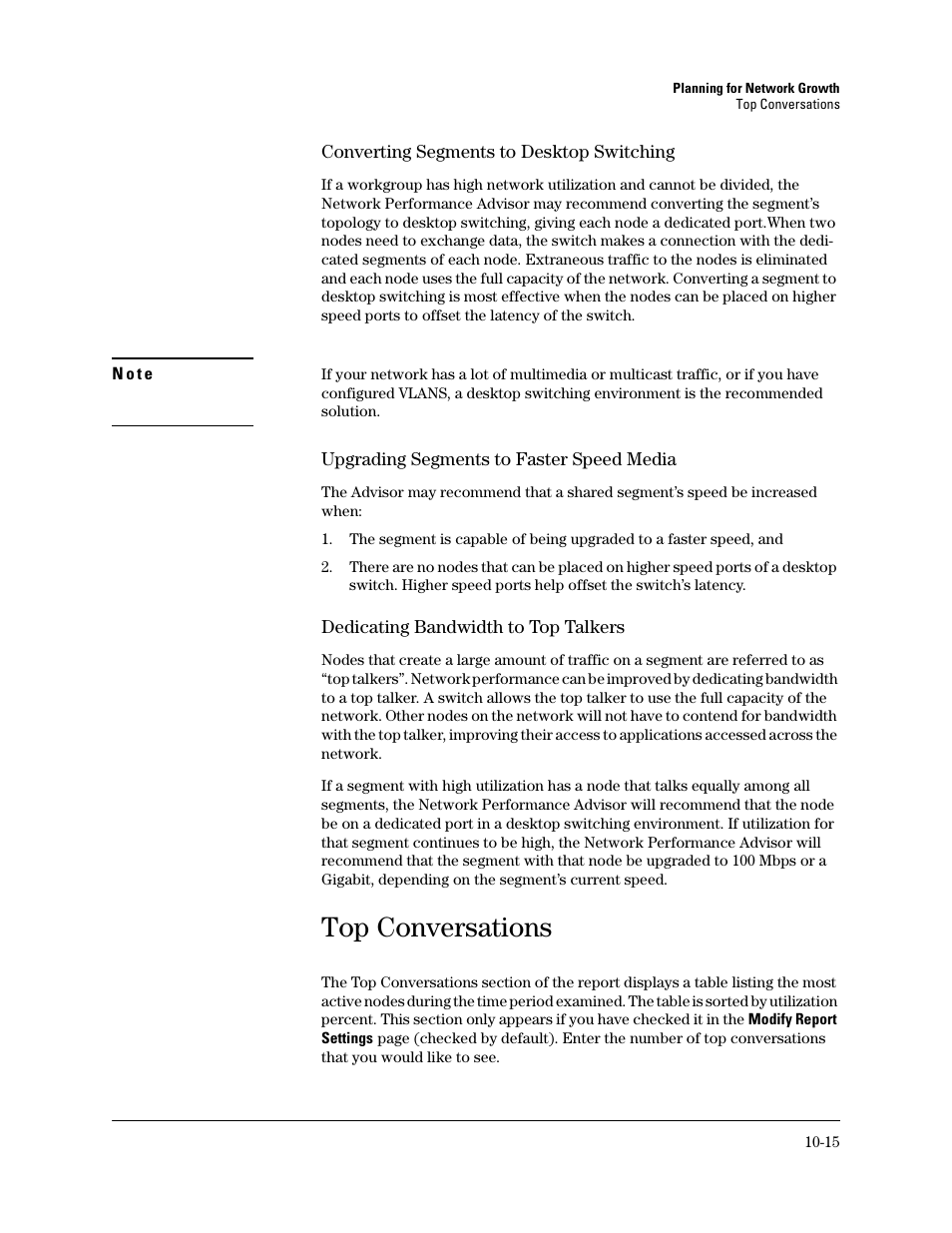 Top conversations | HP TopTools for Hubs and Switches User Manual | Page 121 / 234