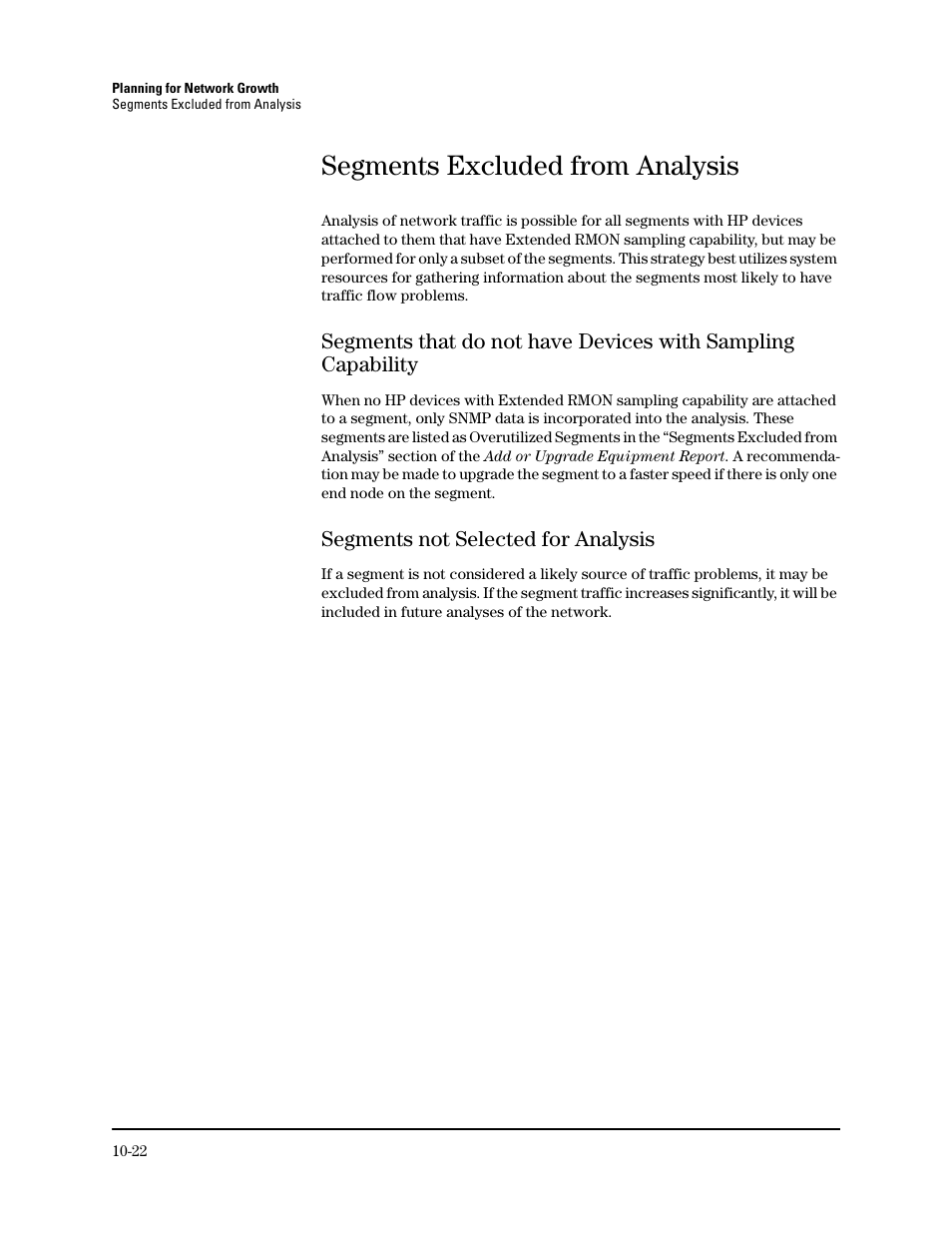 Segments excluded from analysis, Segments not selected for analysis, Segments not selected for analysis -22 | HP TopTools for Hubs and Switches User Manual | Page 128 / 234