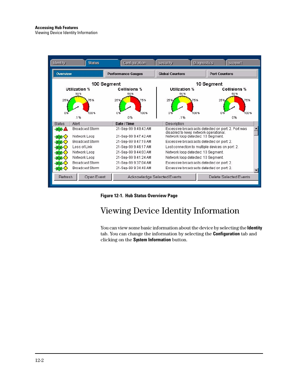 Viewing device identity information | HP TopTools for Hubs and Switches User Manual | Page 142 / 234