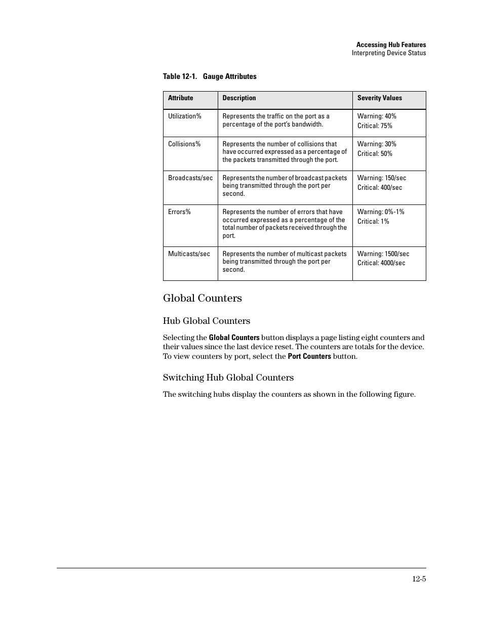 Global counters, Global counters -5 | HP TopTools for Hubs and Switches User Manual | Page 145 / 234