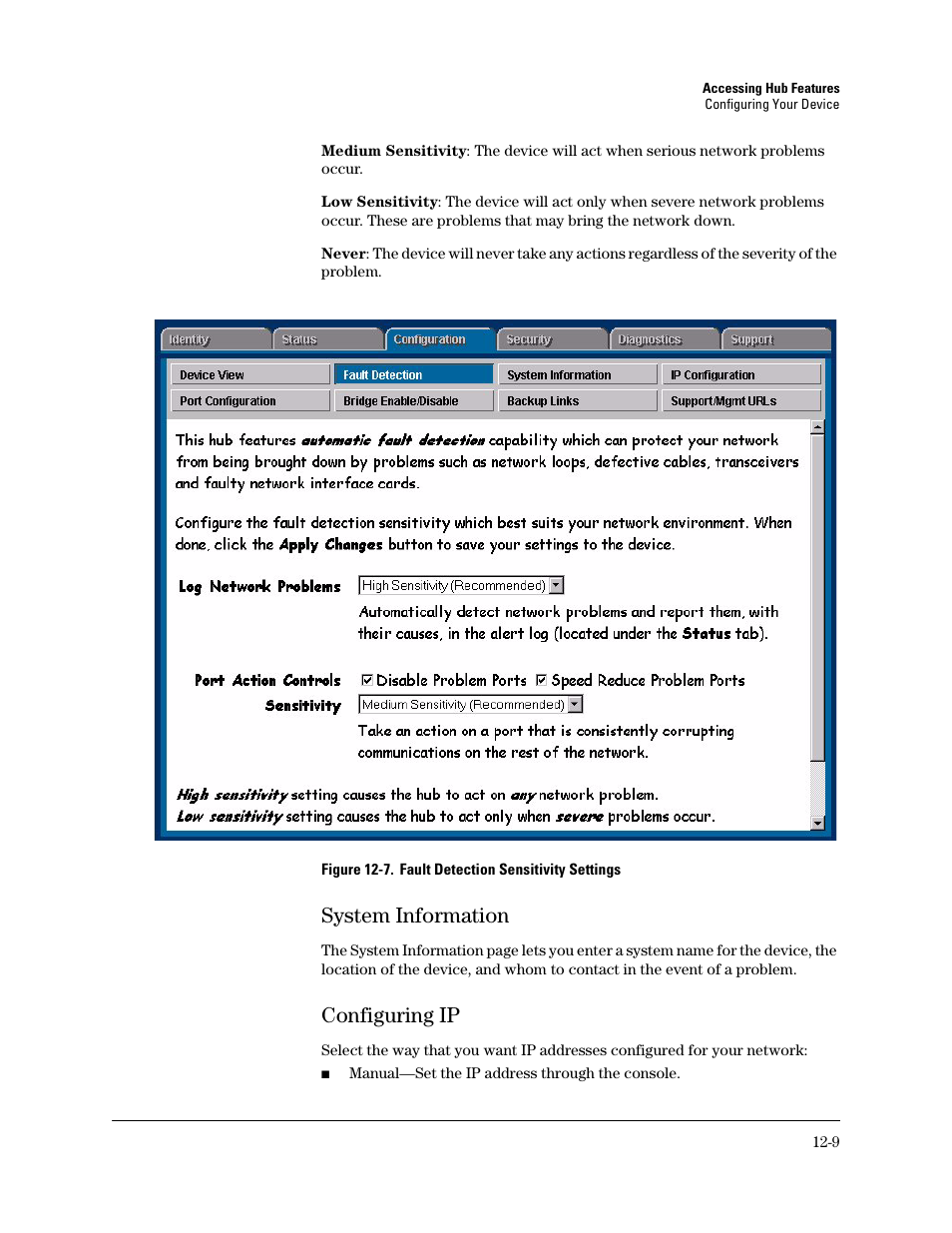 System information, Configuring ip, System information -9 | Configuring ip -9, Address selection -7 | HP TopTools for Hubs and Switches User Manual | Page 149 / 234