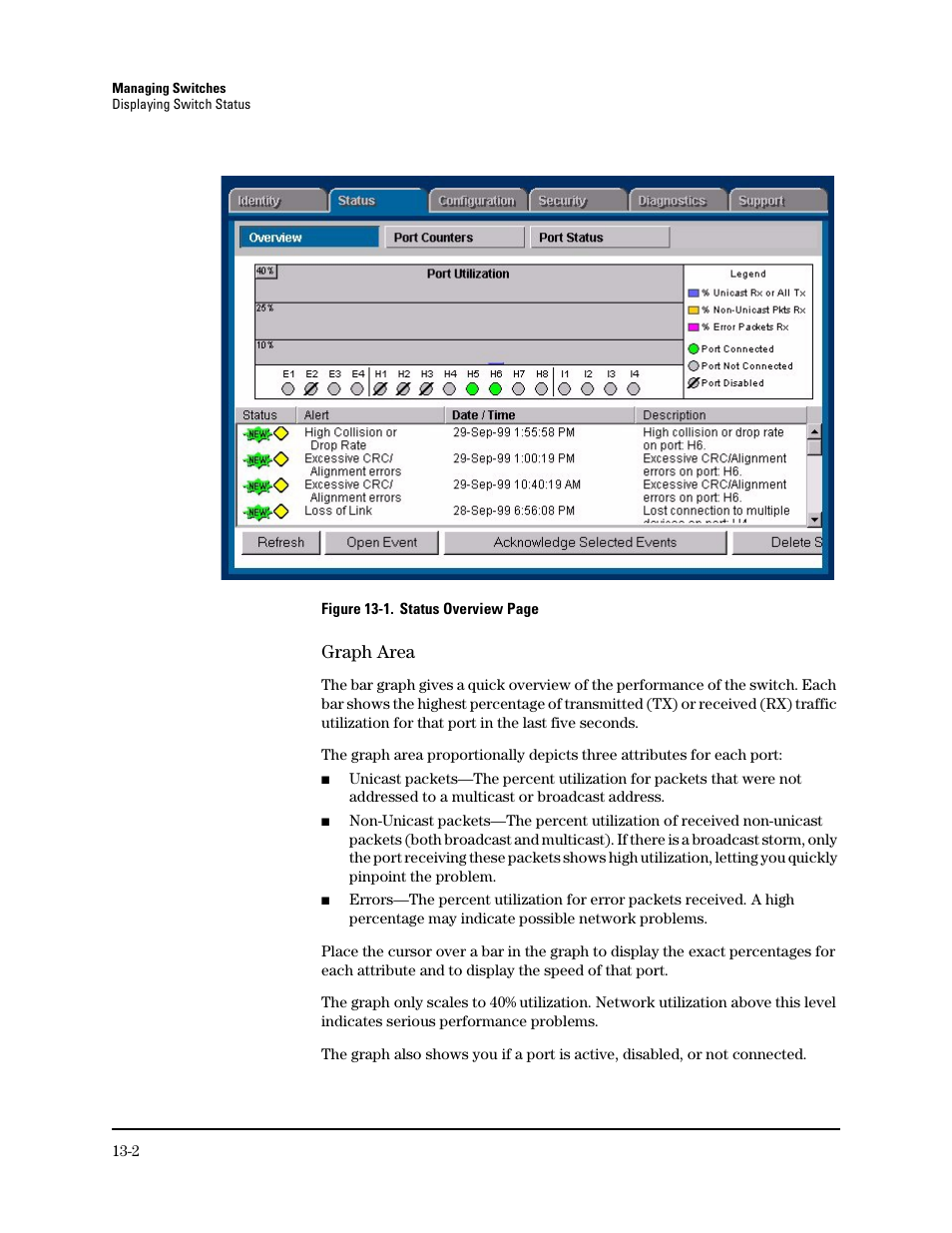 Graph area | HP TopTools for Hubs and Switches User Manual | Page 158 / 234