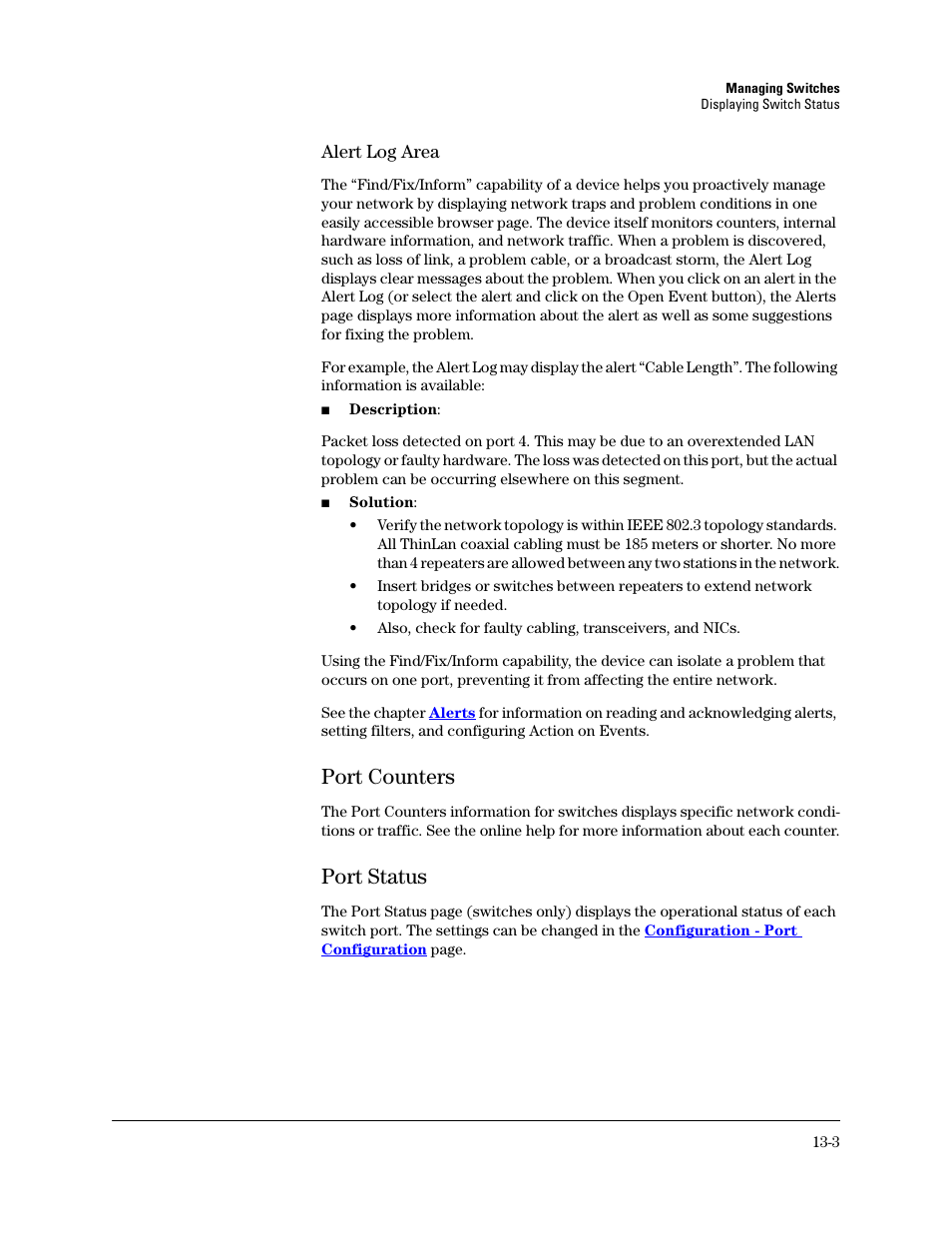 Port counters, Port status, Port counters -3 | Port status -3 | HP TopTools for Hubs and Switches User Manual | Page 159 / 234