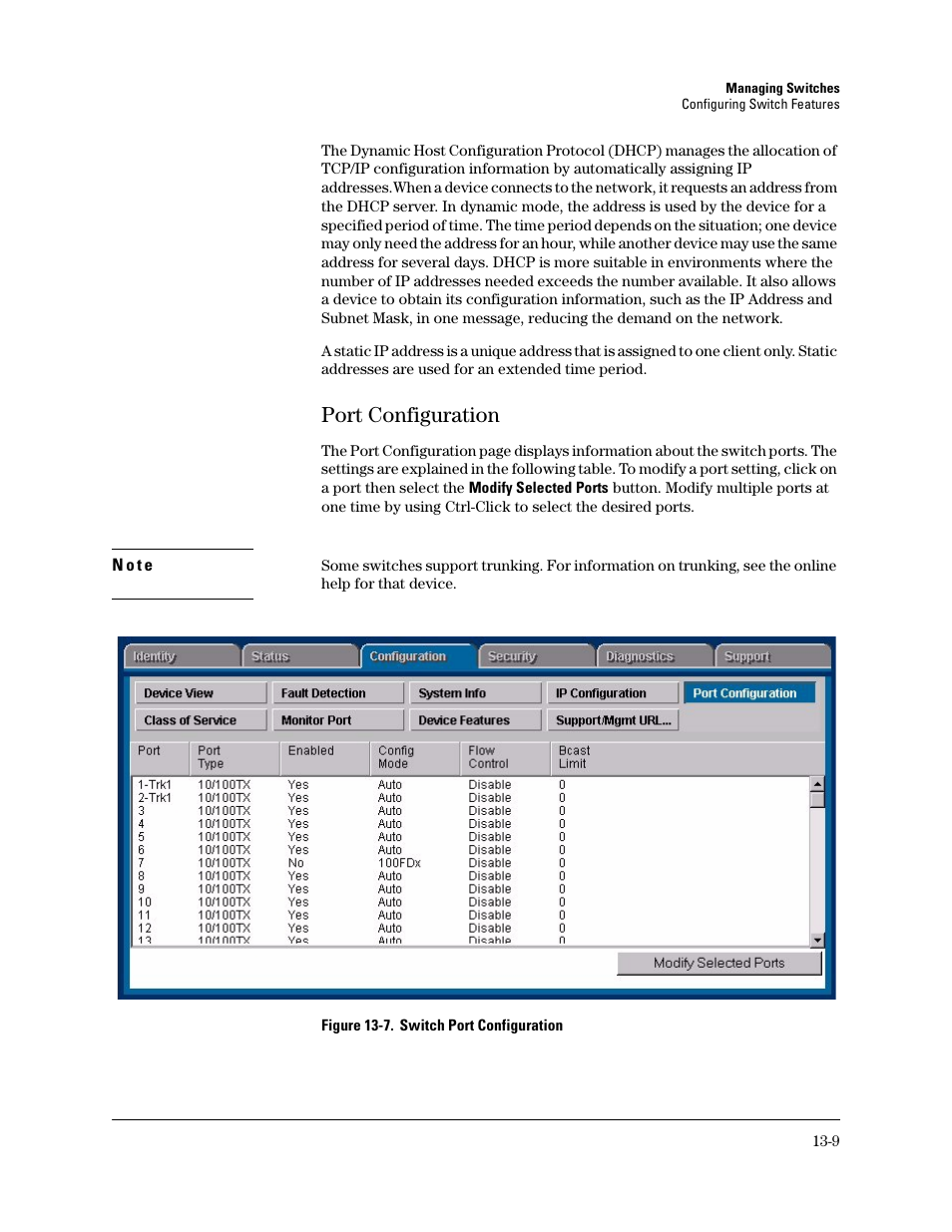 Port configuration, Port configuration -9 | HP TopTools for Hubs and Switches User Manual | Page 165 / 234