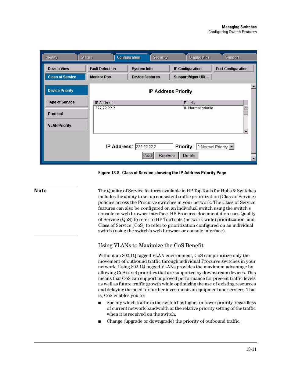 Using vlans to maximize the cos benefit | HP TopTools for Hubs and Switches User Manual | Page 167 / 234