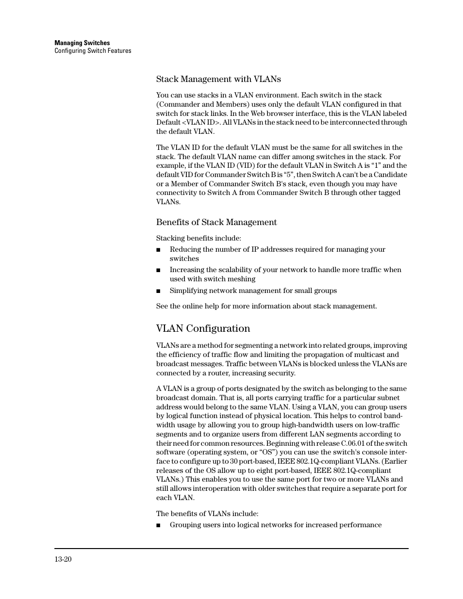 Vlan configuration, Vlan configuration -20 | HP TopTools for Hubs and Switches User Manual | Page 176 / 234