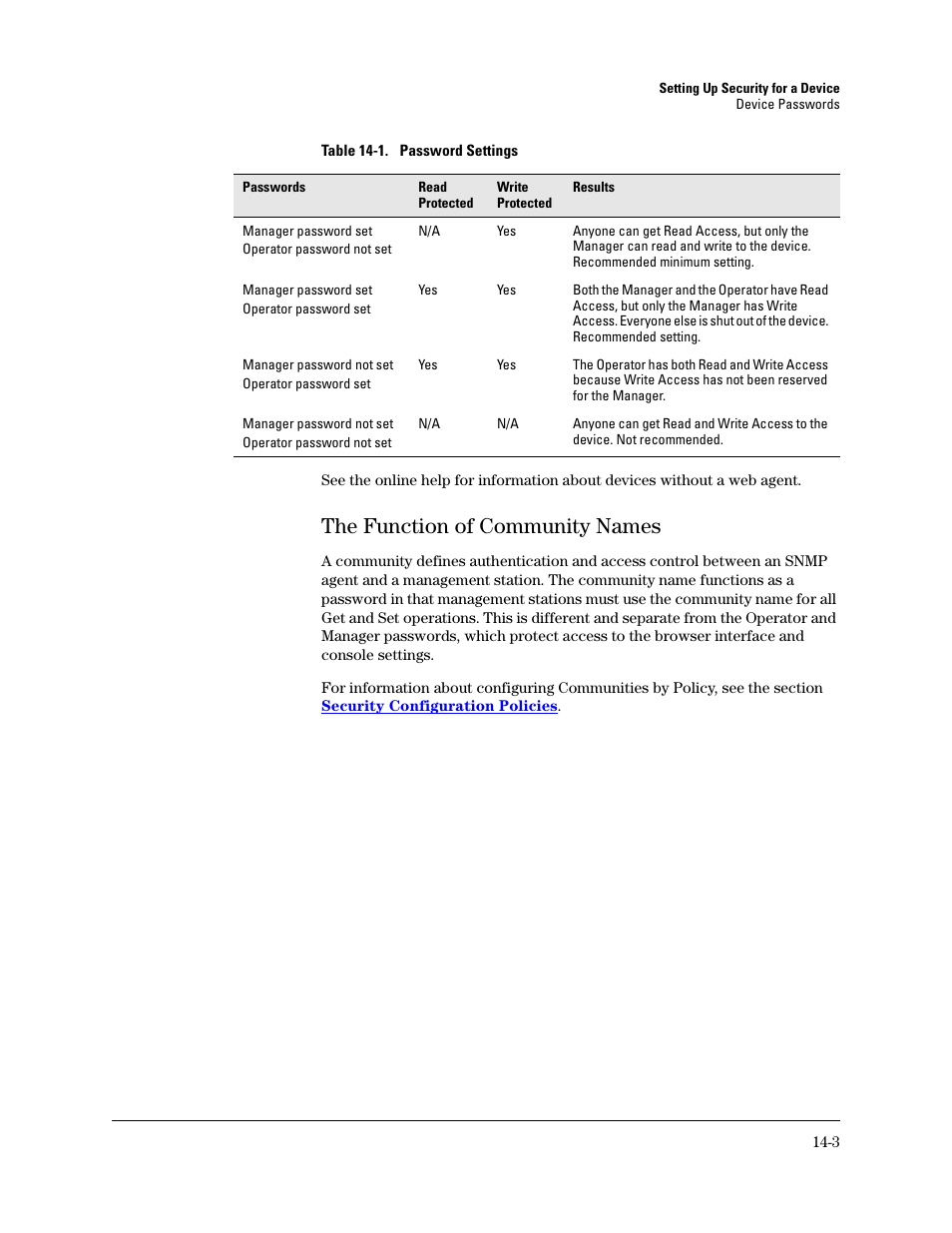 The function of community names, The function of community names -3 | HP TopTools for Hubs and Switches User Manual | Page 183 / 234