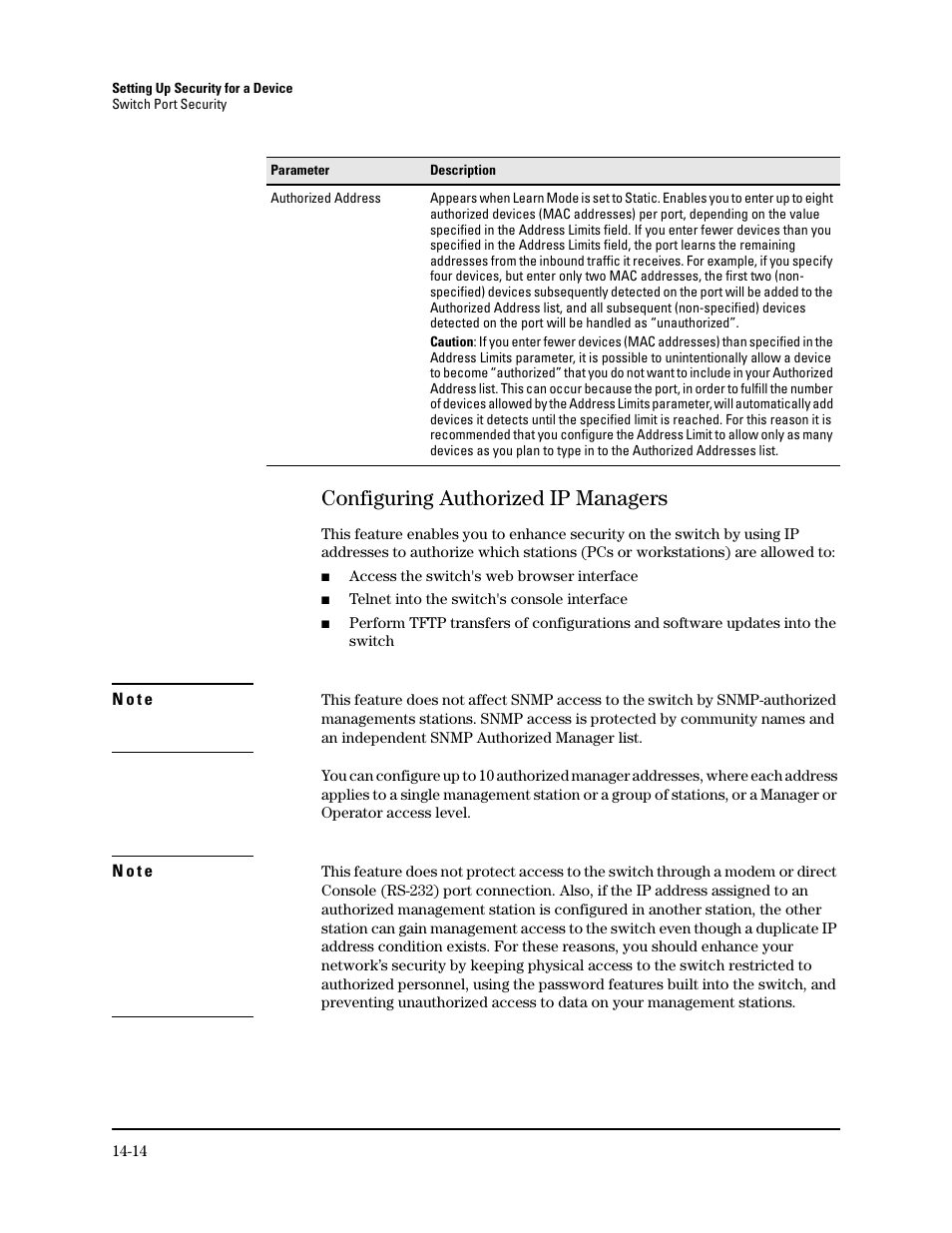 Configuring authorized ip managers, Configuring authorized ip managers -14 | HP TopTools for Hubs and Switches User Manual | Page 194 / 234