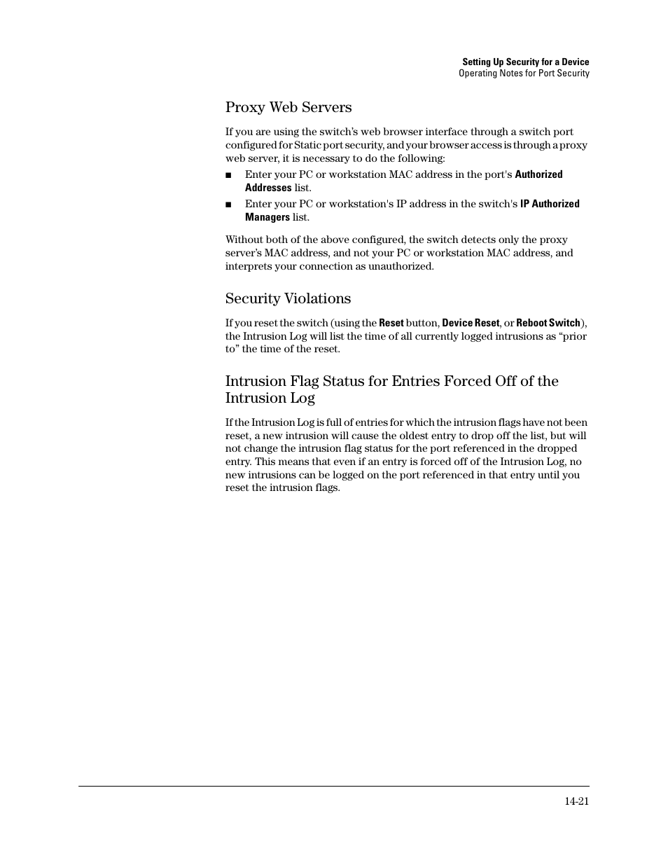 Proxy web servers, Security violations, Proxy web servers -21 | Security violations -21 | HP TopTools for Hubs and Switches User Manual | Page 201 / 234