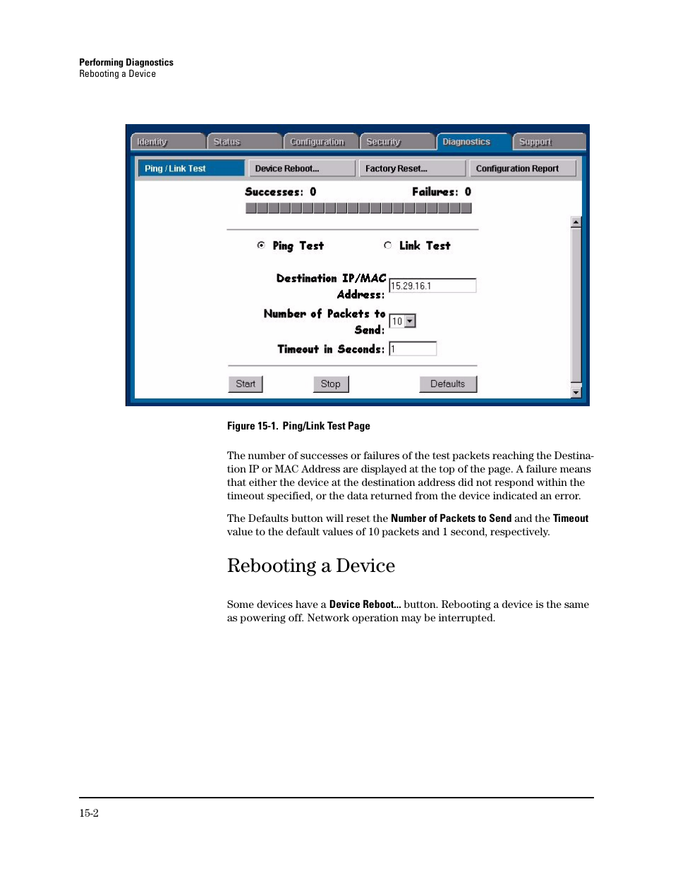 Rebooting a device | HP TopTools for Hubs and Switches User Manual | Page 204 / 234